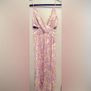 ASTR the Label Floral Plisse Crossover Cutout Midi Dress